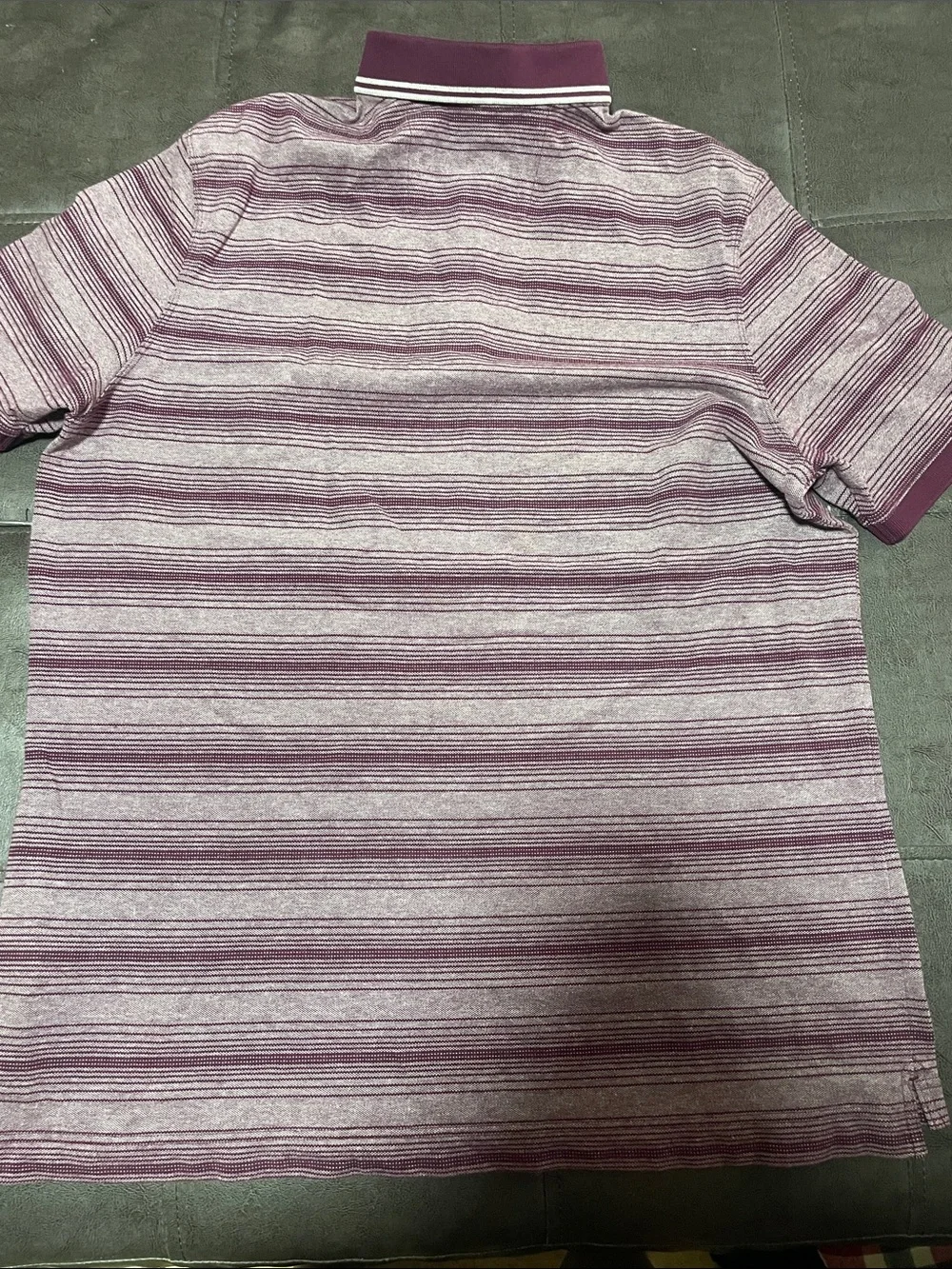 Banana Republic Maroon and Light Gray Striped Polo